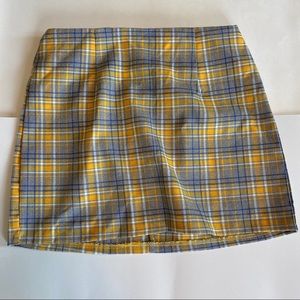 yellow and blue plaid mini skirt